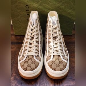 $1150 Brand New Gucci Men High Top GG Canvas Platform Sneakers G 11.5 US 12.5